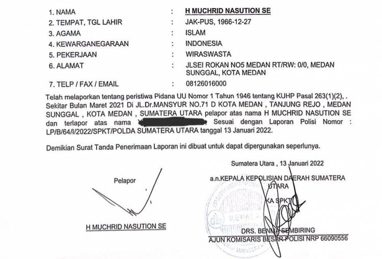 Pemalsuan Dokumen, Mantan Sekretaris PRSI Sumut Dilaporkan ke Polisi