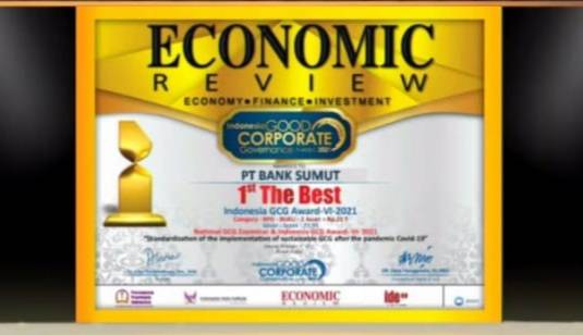 Penghargaan Economic Review, Bank Sumut Raih 1st GCG Award Untuk BPD Buku II
