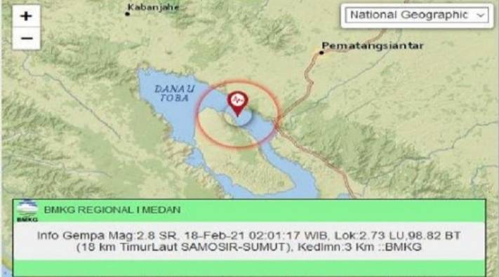Gempa Guncang Samosir Dini Hari