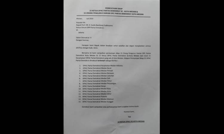 Kecurigaan Ketua DPC Partai Demokrat Medan Dukung KLB Ilegal Imbas dari Mosi Tidak Percaya 15 PAC