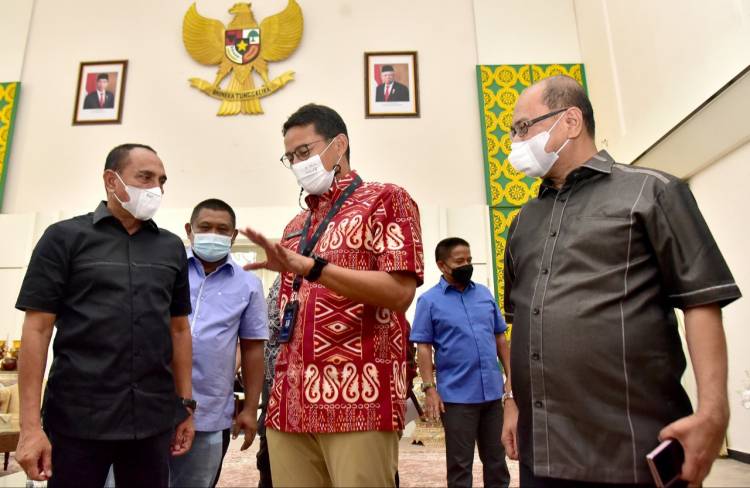 Temui Gubsu, Sandiaga Sampaikan Tiga Poin Percepatan Wisata Danau Toba