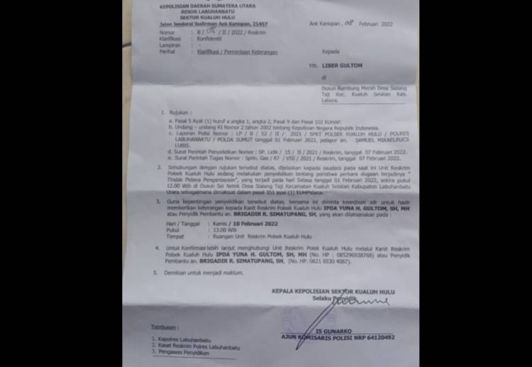 Merasa Kasusnya Direkayasa Polsek Kualuh Hulu, Liber Gultom Terjerat Uang "Damai" Rp 10 Juta