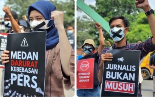 Kali ke 3, Jurnalis Aksi Tutup Moncong Depan Kantor Bobby Nasution