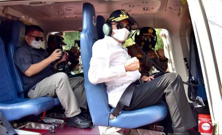 Gunakan Helikopter Polda Sumut, Edy Tinjau Lokasi Longsor PLTA Batang Toru Tapsel