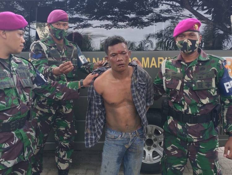 1 dari 3 Pelaku Curanmor Babak Belur Ditangkap Marinir Depan Puskesmas Sei Lapan