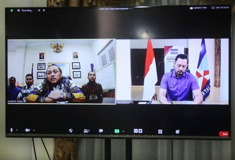 Melalui Video Conference, AHY Apresiasi Kinerja Walikota Tegal Tangani Covid-19