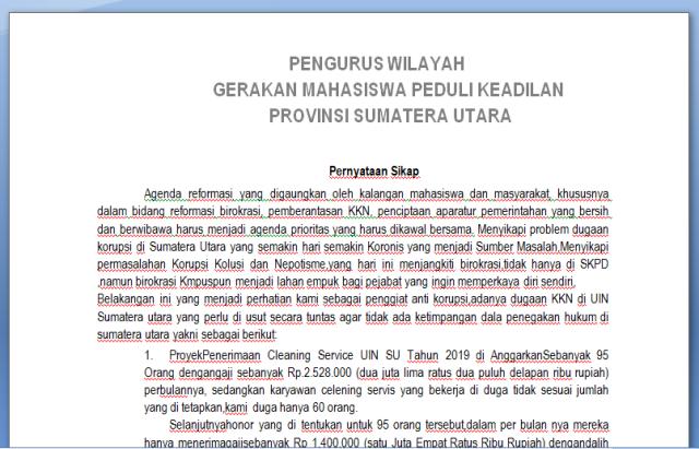 PW GMPK Bantah Isi Pernyataan Aksi Dugaan Korupsi UIN Sumut di Poldasu & Kejatisu