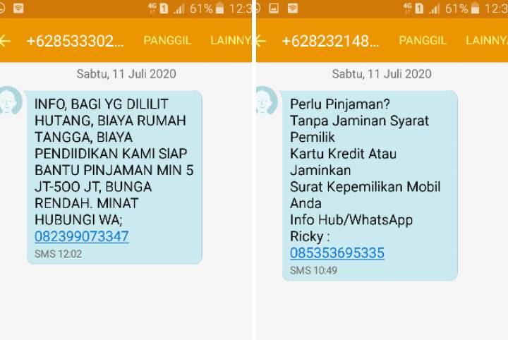 Pesan Singkat Tawaran Pinjaman di Tengah Wabah Corona, Benarkah?