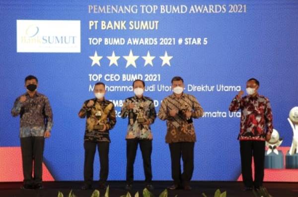 Bank Sumut Kembali Raih Bintang 5 Top BUMD Awards 2021