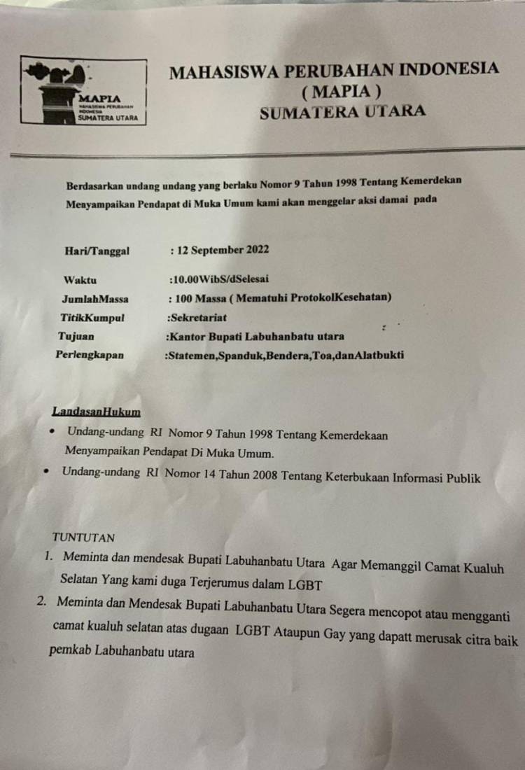 Dituduh LGBT, Camat di Labura Tidak Mau Lapor ke Polisi