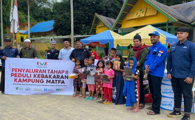 FOZ Sumut Salurkan Bantuan Perlengkapan Sekolah Untuk Korban Kebakaran di Sei Lepan Langkat
