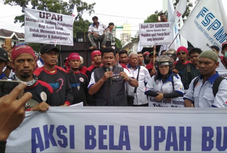 FSPMI Sumut Aksi Lagi Tolak Omnibus Law dan Naikan Upah Buruh