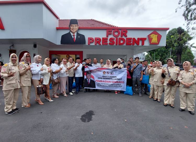 Bagikan Paket Sembako, Gerindra Sumut Ajak Ratusan Buruh Menangkan Prabowo 