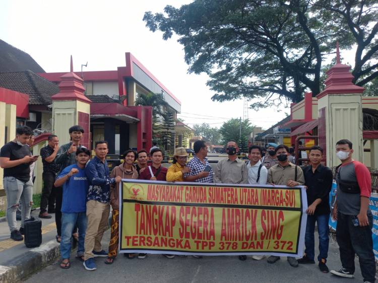 Margasu Demo Desak Poldasu Tangkap Amrick Singh