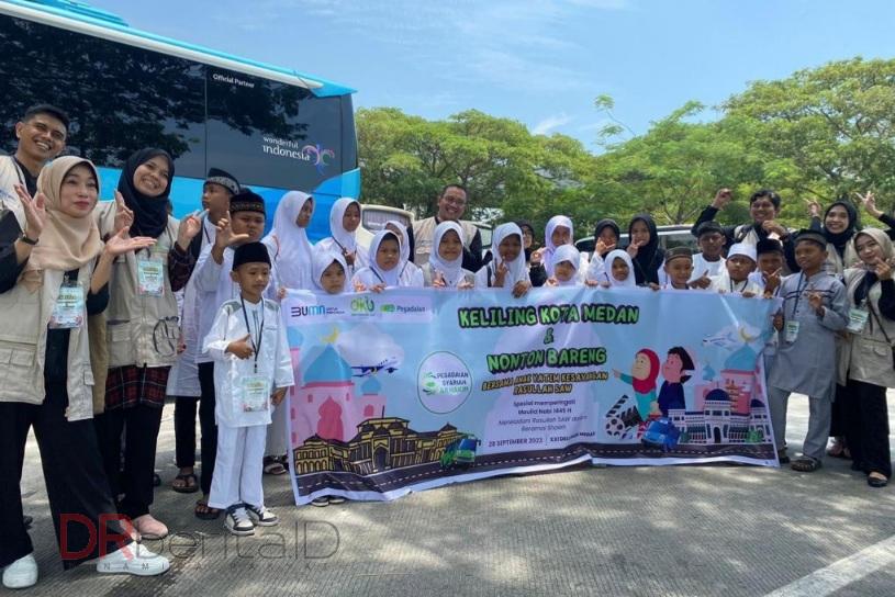 Gebyar Maulid Nabi, Pegadaian Syariah dan DDW Ajak Anak Yatim Keliling Kota dan Nobar