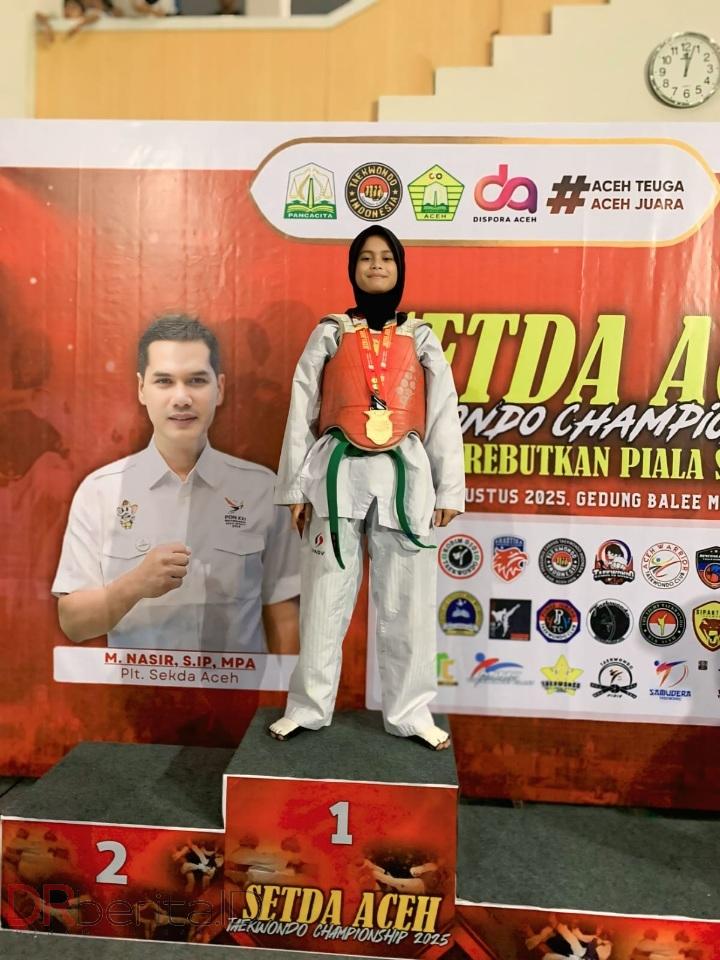 Nayla Juliva Harumkan Sumut, Raih Emas di Kejuaraan Taekwondo Piala Setda Aceh
