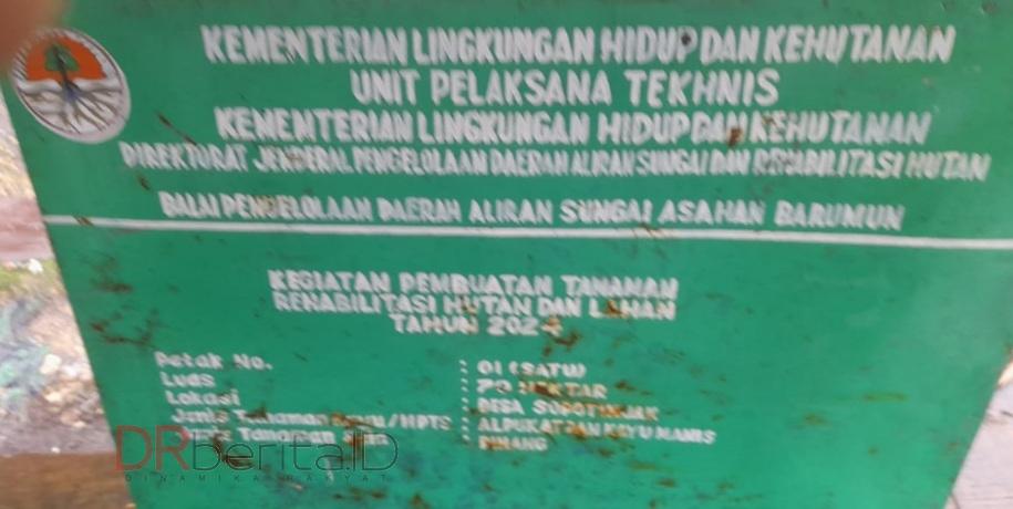 Proyek Kementerian Lingkungan Hidup dan Kehutanan di Mandiling Natal Diduga Fiktif 70 Haktare