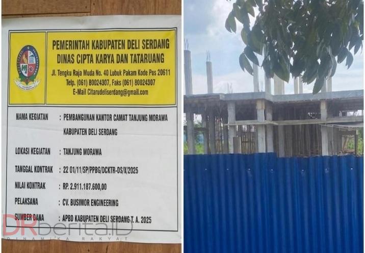 Pembangunan Kantor Camat Tanjung Morawa Belum Selesai Sejak 2025, Pemkab Deliserdang Harus Transparan