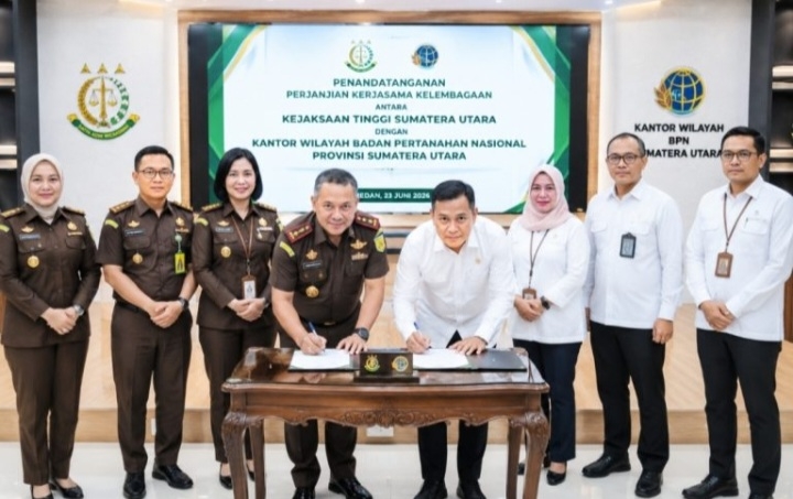 BPN dan Kejati Sumut Teken Kerja Sama Penguatan Penanganan Hukum Bidang Pertanahan