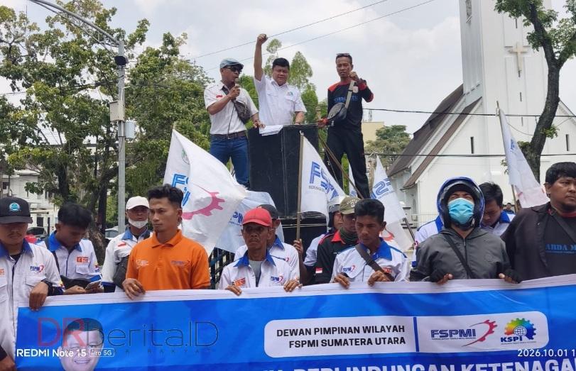 FSPMI Demo Tuntut UMP Buruh di Sumut Tahun 2027 Naik 10%